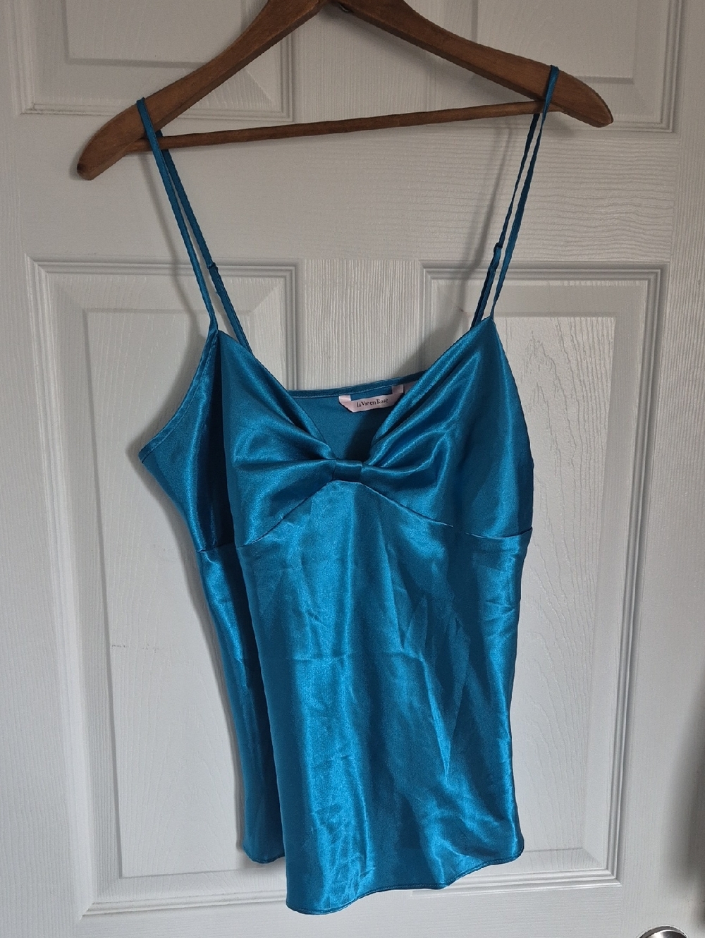 Satin Bow-Front Cami Top - Teal Blue
